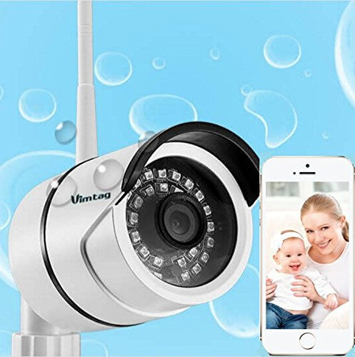 Vimtag Outdoor Security Camera, Surveillance,Wireless Wi-Fi, Video Monitoring,Day Night IR-CUT, Motion Detection Push Alerts