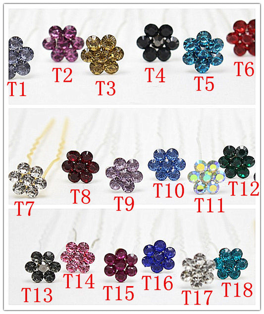10pcs Hair Pins Multi-color Rhinestone Brides Hair clips Wholesale - Shopy Max
