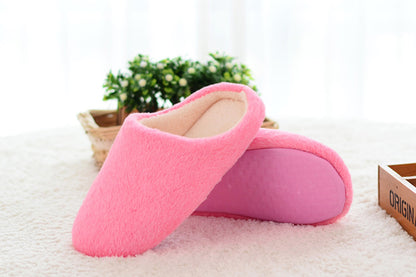 New Fashion Candy Color Women Men Winter Non-slip Fleece Indoor Household Floor Slippers Warm Soft Bottom Flats Shoes Zapatillas