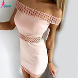 Gagaopt 2016 Mesh Pink Blue White Dress Sexy Sheath Hollow out  Summer Dress Bodycon - Shopy Max