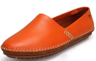 genuine leather shoes casual fashion moccasins female spring and autumn women's  flat single casual flat heel shoes lazy driving - Shopy Max