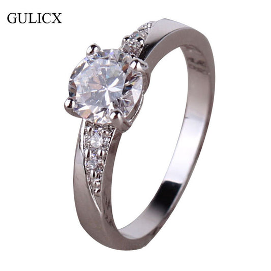 New 2014 18K Gold Plated Round Cut White Swiss Zircon CZ Band Engagement Ring For Women Wholesale Free Shipping (GULICX R099)