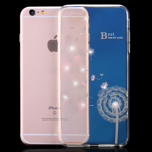 Shiny Soft TPU Blue Light Case for Apple iPhone 6 /6S for iPhone 6 Plus /6S Plus Flower Bling Diamond Chic Slim Phone Back Cover - Shopy Max
