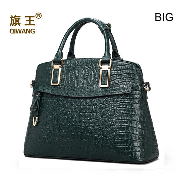 Qiwang Classic Crocodile Women Bag Big Brand Luxury Elegant Top-handle Bags Fashion - Shopy Max