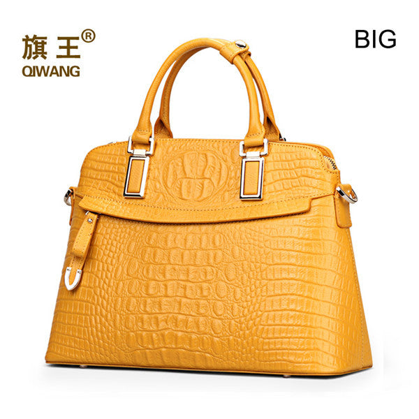 Qiwang Classic Crocodile Women Bag Big Brand Luxury Elegant Top-handle Bags Fashion - Shopy Max