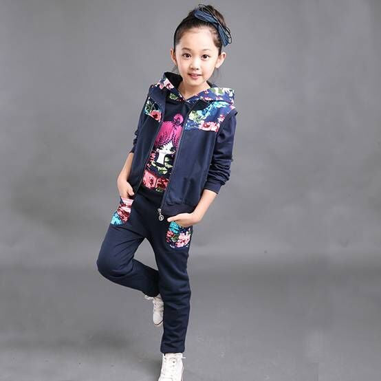 2016 Girls Spring Autumn And Winter New Active Three-Piece Clothing