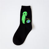 Harajuku New Arrival Casual Cartoon Hip Hop Cat Cotton Men Socks Creative Alien Funny Socks Skateboard Socks For Men 40-43