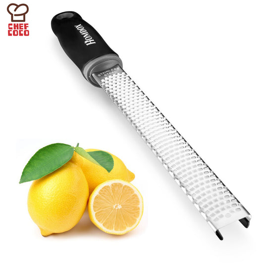 Premium Lemon Zester,Cheese and Spice Grater+Bonus Brush Nutmeg,Cirtus,Spices-Sharp Stainless Steel with Black Handle U0568 - Shopy Max