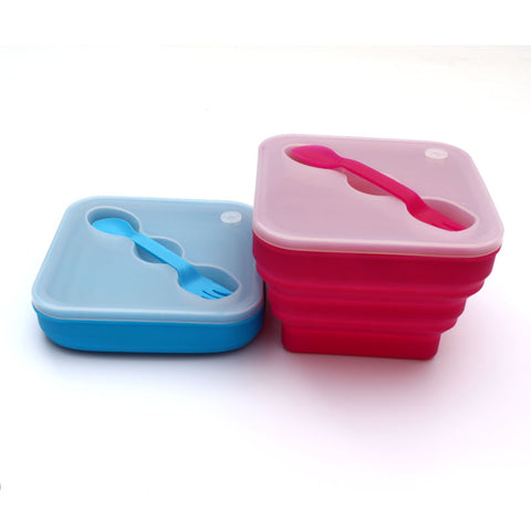 1Pcs 2016 New Arrival  Rainbow Series Silicone Bowls with cover & spoon