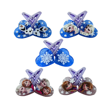 1 pair 5cm Elsa Anna Heart-shaped clip Headwear Female Girls babys Hair Accessory - Shopy Max