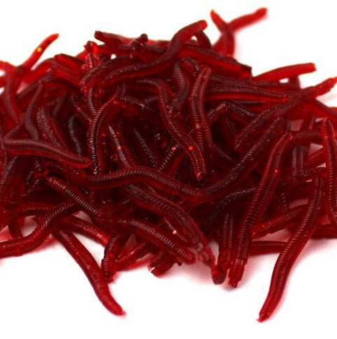50Pcs/lot 3.5cm Simulation Earthworm red Worms Artificial Fishing Lure Tackle Soft Bait Lifelike Fishy Smell Lures Red
