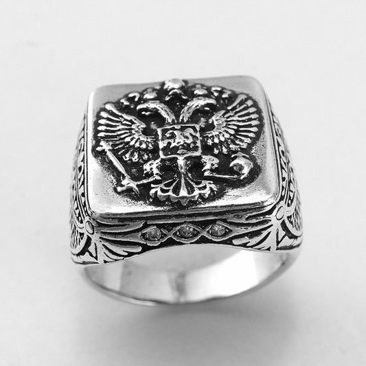 fine jewelry Exclusive ring with a coat of arms of the Russian ring men's adorned with cubic zirconia 027