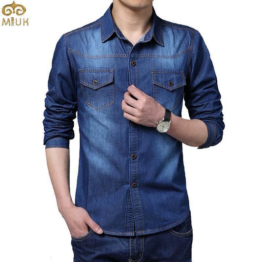 Trending Men Denim Shirt (M-5XL) - Shopy Max