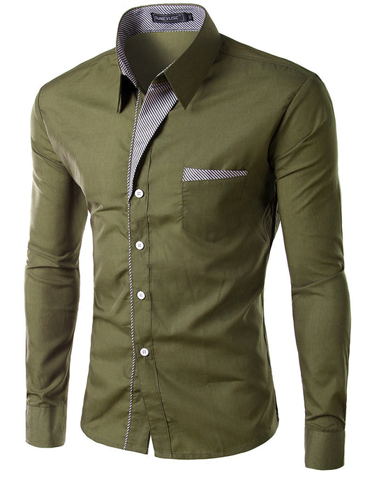 Long Sleeve Slim Men Shirt (13 Colors)