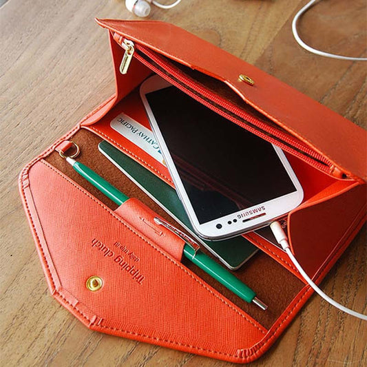 Women Wallets Fashion Style Long Clutch Solid Color Hasp Leather Wallet Ladies
