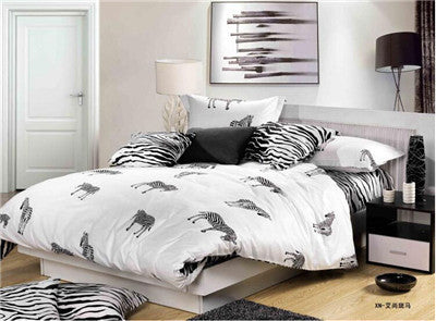 4pcs bedding set / classic simplicity black white zebra striped bed linen quilt Pure
