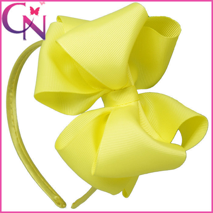Two Layered Hairbows Hair Band Neon Color Grosgrain Ribbon Hair Bows Hairbands
