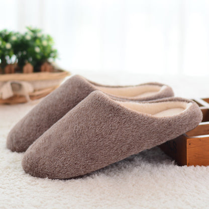 New Fashion Candy Color Women Men Winter Non-slip Fleece Indoor Household Floor Slippers Warm Soft Bottom Flats Shoes Zapatillas