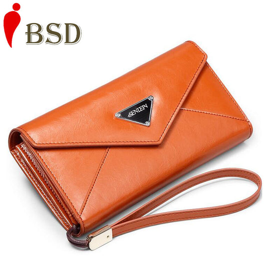 Genuine leather wallet 2016 oil wax wallet women luxury brand card holder designer - Shopy Max