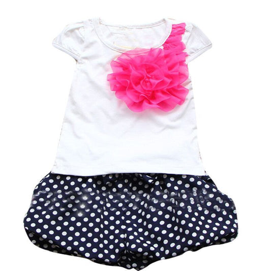Summer New Children Girl's 2PC Sets Suit baby Clothing sets flowers t shirt