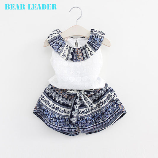 Bear Leader Grils Fashion Clothing Sets 2016 Brand Girls Clothes Kids Clothing Sets Sleeveless Whirte - Shopy Max