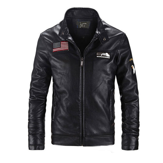 Men Leather Motorcycle Slim Jacket
