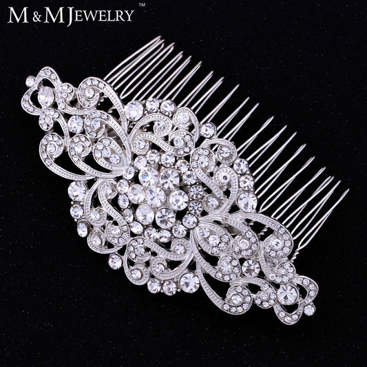 Gorgoues Top Crystal Bridal Hair Jewelry Flower Combs Wedding - Shopy Max