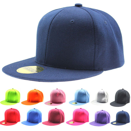 Men Women Baseball Cap Solid Hip-Hop Snapback Flat Peaked Hat Visor Cap
