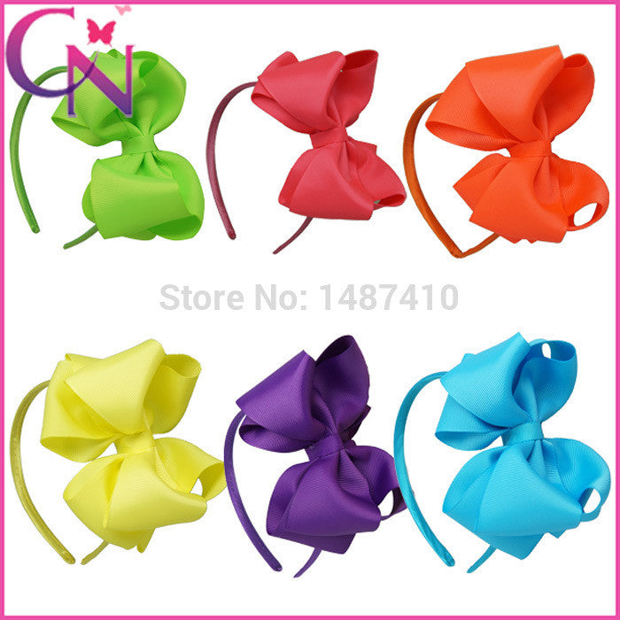 Two Layered Hairbows Hair Band Neon Color Grosgrain Ribbon Hair Bows Hairbands