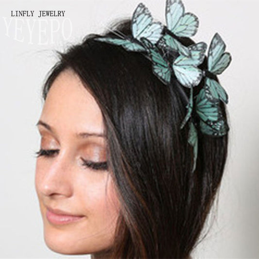 Fashion Jewelry Cloth simulation butterfly hair bands jewelry high quality stereo - Shopy Max