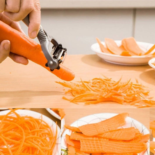 Multifunctional Kitchen Accessories 360 Degree Rotary Potato Peeler Vegetable Cutter Fruit Melon Planer Grater with 3 Blades