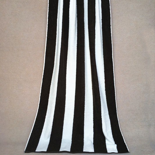 Classic style black and white stripes strong water absorption soft 100% cotton bath towel and beach towel