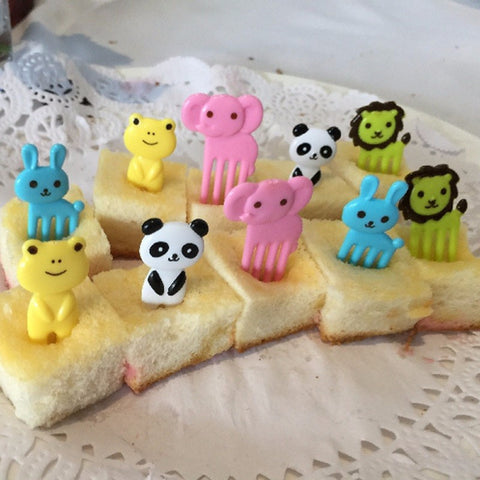 Food Fruit Picks Forks Kawaii Animals Mini Farm Cartoon Plastic Toothpick Children Lunch Box