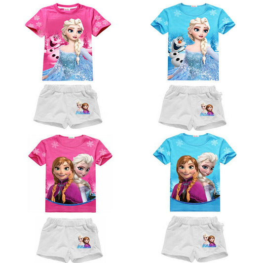 Girl Summer Clothing Sets Girl's Short sleeve T Shirt+Short Pants Girls Suits - Shopy Max