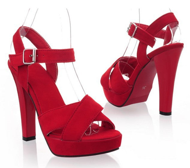2013 Suede Platform High Heel Sandels Slingback Strap Ladies Summer Shoes Purple Blue Black Red Big Plus Size 40 41 42 43 44 45