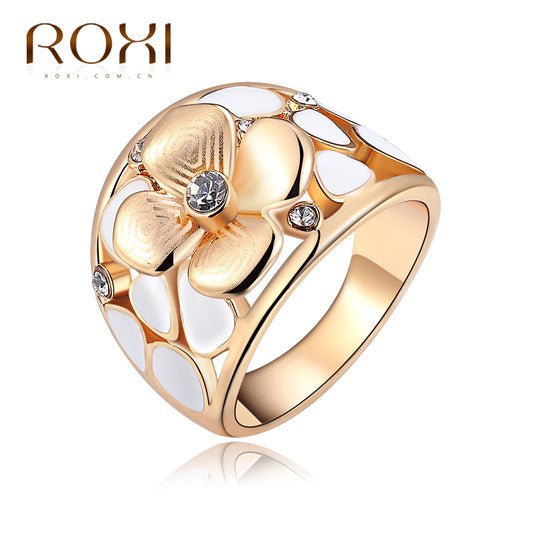 ROXI TOP Exquisite  Folower Champagne Rings rose gold plated with zirconfashion Environmental Micro-Inserted Jewelry FULL SIZE - Shopy Max