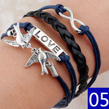 Hot Sale Fashion Vintage Bird Tree Owls Infinity Anchors Rudder Rope Bracelet Wrap Leather Bracelet Multilayer bracelets bangles