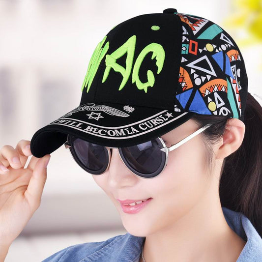 New brand Hat female autumn and winter cap baseball cap fashion print hiphop hip-hop cap outdoor spring and autumn sun hat
