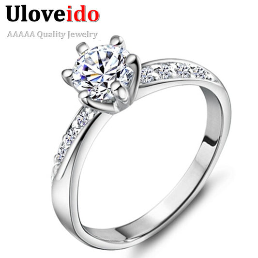 Wedding Rings for Women Crystal Silver Finger Jewelry 2014 Engagement His and Hers Promise Ring Sets J048