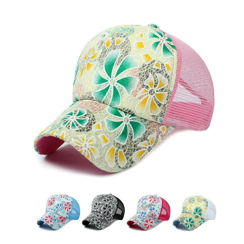 2016 New Flower Hat Baseball Cap Femmes Mesh Cap Spring And Summer Sports And Leisure Sun Visor Sun Hat Gorras Snapback Caps - Shopy Max