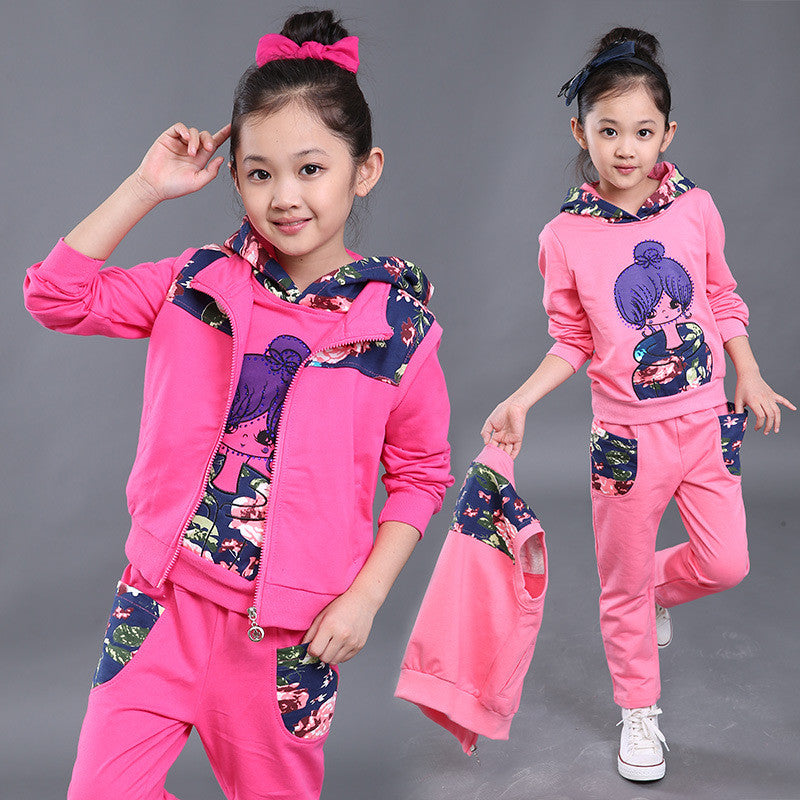 2016 Girls Spring Autumn And Winter New Active Three-Piece Clothing