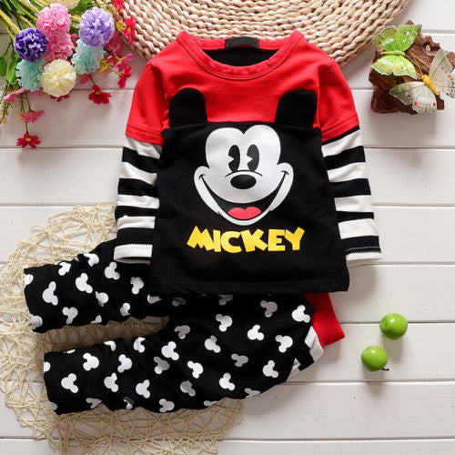 NEW Baby Kids Boys Girls Cartoon Mouse Sport Tracksuits 2pcs Outfit Sets 1-6Y