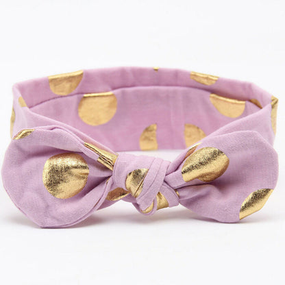 1 PCS Gold Polka Dots Baby Cotton Headband Girls Knotted Bow Head Wraps - Shopy Max