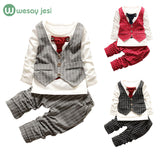 1-3yrs Baby Boys clothes fashion toddler girls set formal suits gentleman 2 Pcs Necktie stripe - Shopy Max