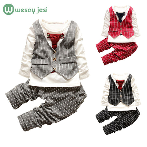 1-3yrs Baby Boys clothes fashion toddler girls set formal suits gentleman 2 Pcs Necktie stripe