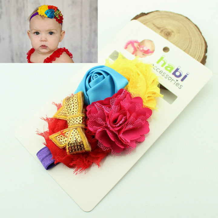 1 piece new2014  fashion newborn infant  baby flower headband children hair bows girl kids hair accessories - Shopy Max