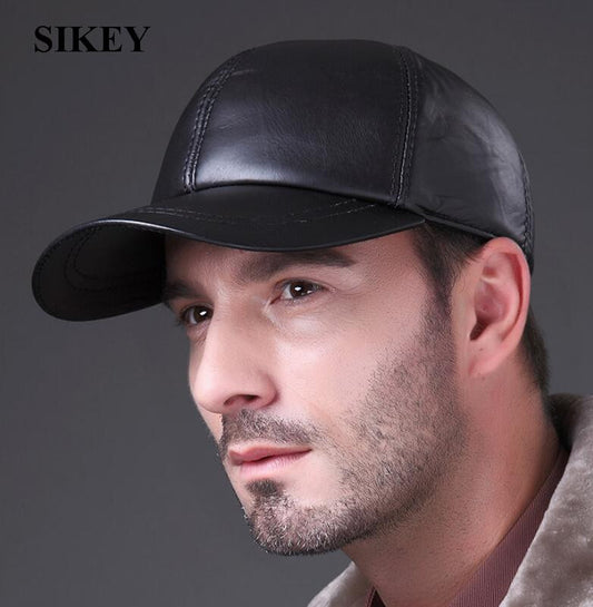HL037 MAN Cowhide leather men's golf hat leather casual baseball cap Hot Sale Baseball Cap Viscose