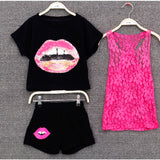 Retail 2016 Girls Summer Clothing Set Kids Girls European Girls 3 Pieces Sets Lace Tank Top & T-shirt & Shorts Summer Style - Shopy Max