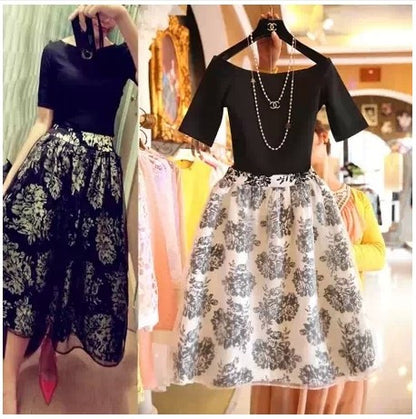 2016 New Fashion Vintage Elegant Two Pieces Female Dress Summer Twinset Women Organza - Shopy Max