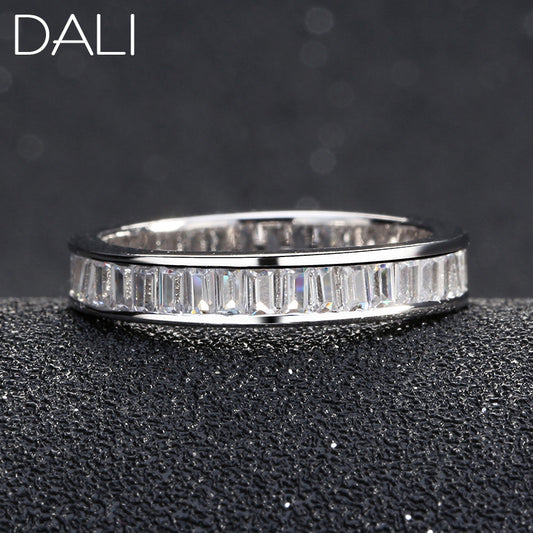 Hot sale Ring Gifts Jewelry Women's Platinum Plated Square Zircon Eternity Ring Accessories for Wedding & Events DAR005